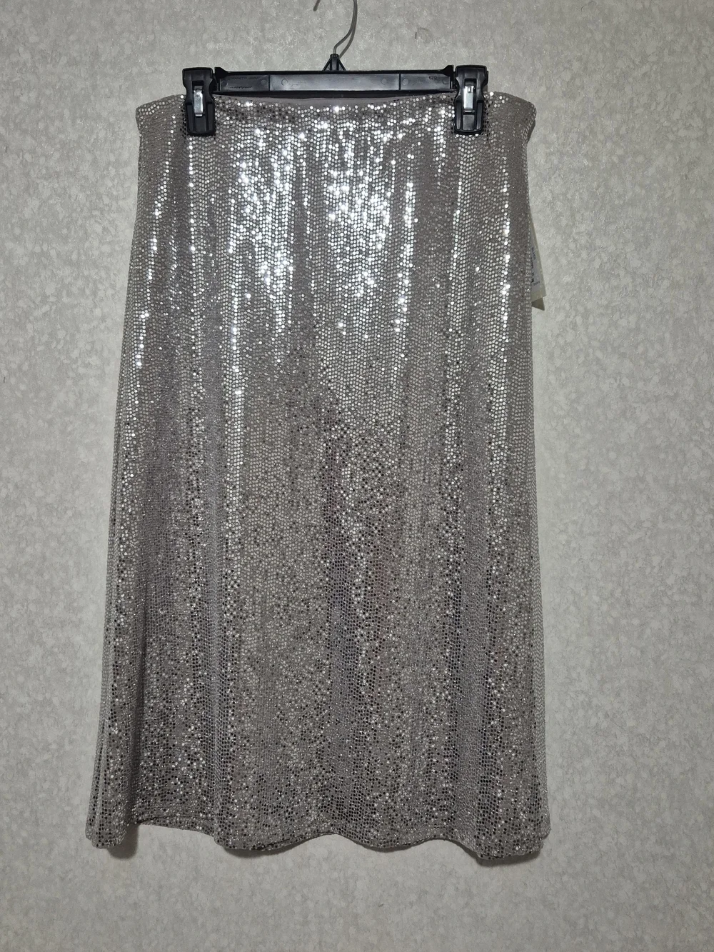Silver Sequin Midi Skirt - Sparkle A-Line